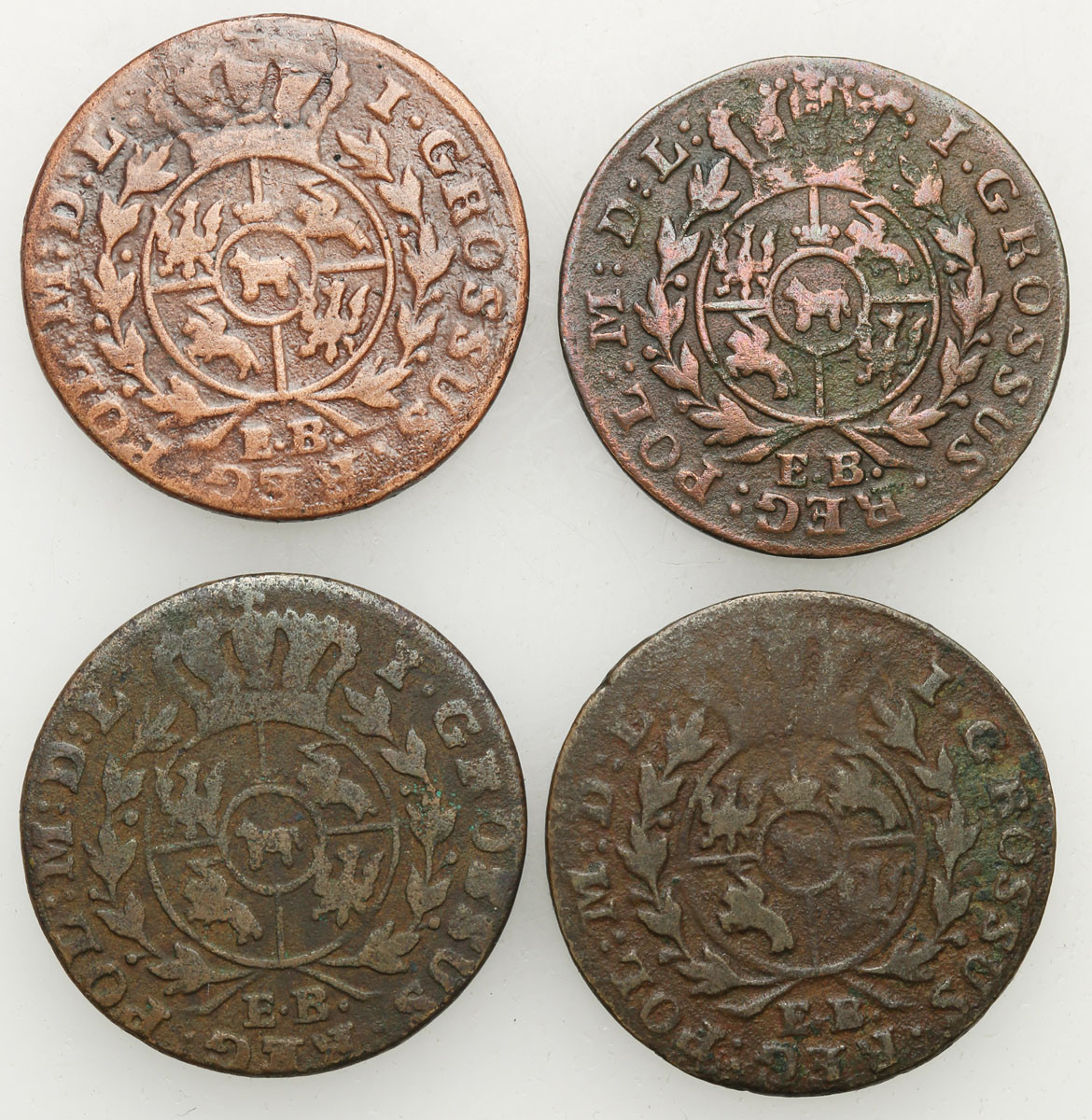 Stanisław August Poniatowski. Grosz 1783-1788, zestaw 4 monet